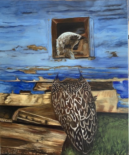 symbolic oil painting of homeless animals