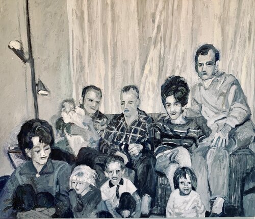 oil painting of an old family photo