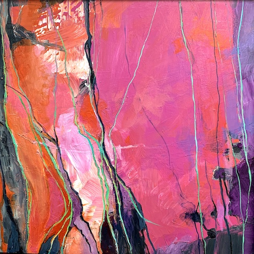 bold pink abstract by artist Carol Nelson
