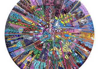 Round floral painting by Steven Fisher