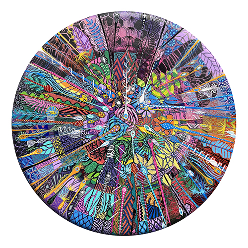 Round floral painting by Steven Fisher