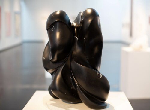 Contemporary sculpture in dark stone by Christina Bertsos