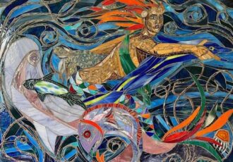 Mosaic of an underwater scene by Donna Grossman