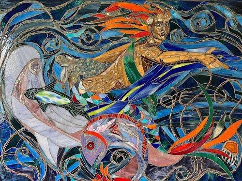 Mosaic of an underwater scene by Donna Grossman