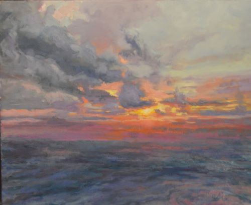Oil painting of a sunset by Pat Maguire