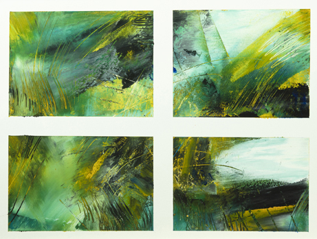 Set of four abstract paintings inspired by water by Ellen Woods
