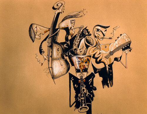 surreal depiction of a musical quartet by Joseph Coventry