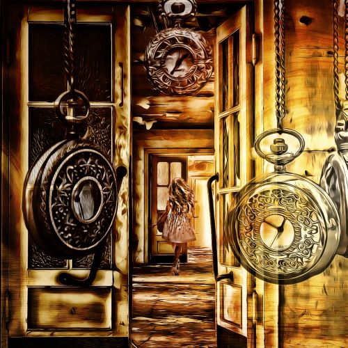 timepieces in digital artwork by Angela Sanders