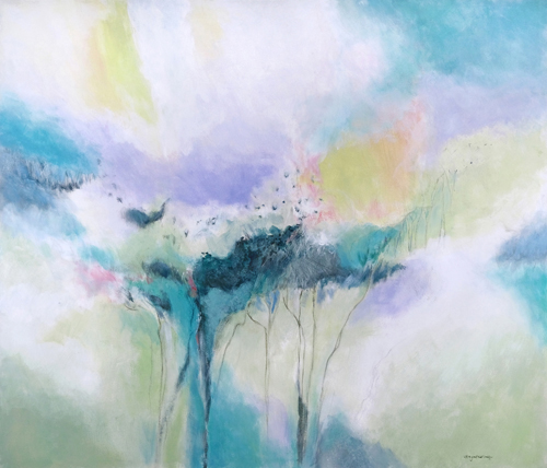 Softly colored abstract painting by Margaret Dobbins