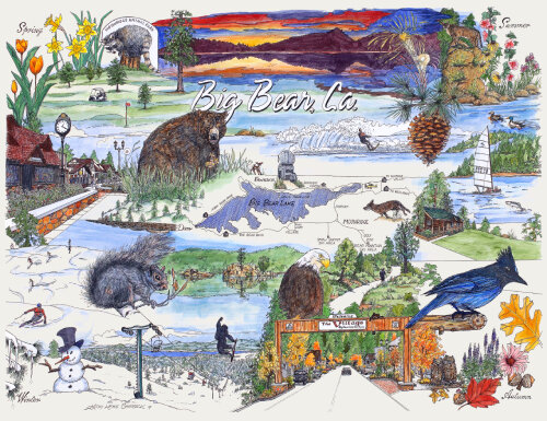 whimsical illustration of Big Bear Lake