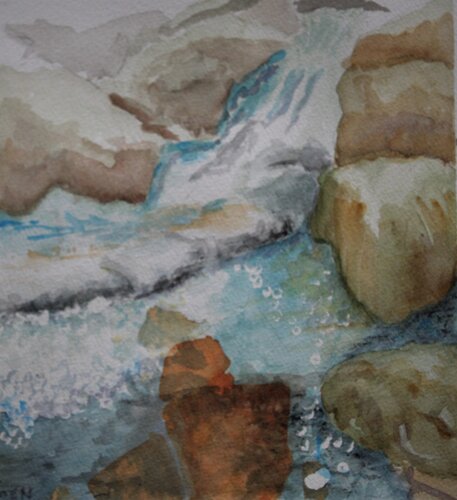 Waterfall painting by watercolorist Cynthia Uden