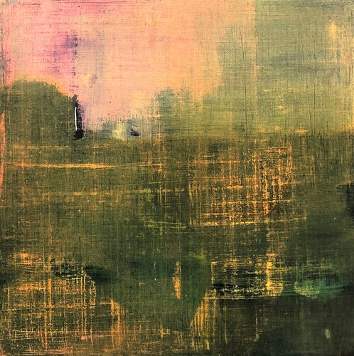 Layered abstract mixed media painting by Deb Hall