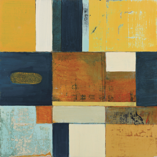 Abstract art with a collage of squares by Deb Hall