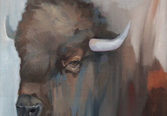 impressionist oil painting of a buffalo by Louise Montillio