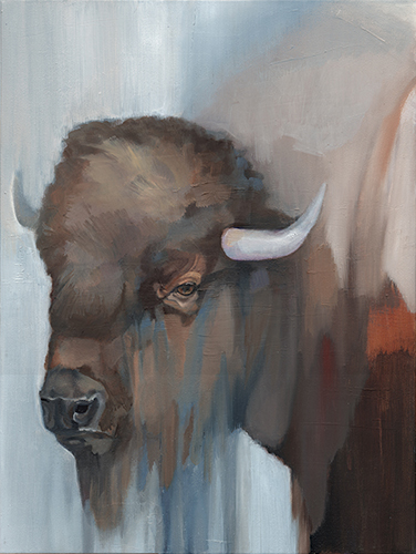 impressionist oil painting of a buffalo by Louise Montillio