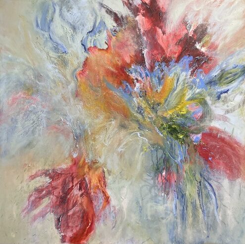 abstract floral painting by Ellen Hathaway
