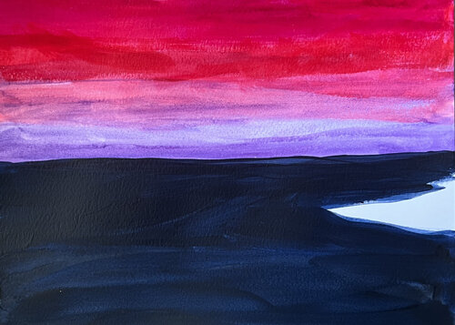 bold watercolor of a sunrise by Elizabeth Scher
