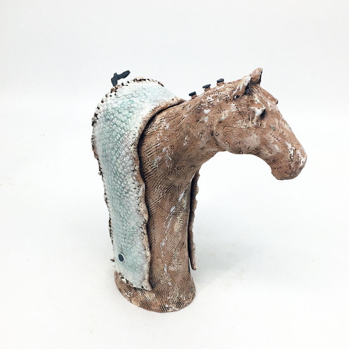 ceramic horse sculpture by artist Mary Means
