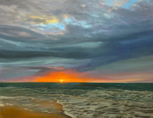 Beach Sunrise oil painting by Pam Wattam