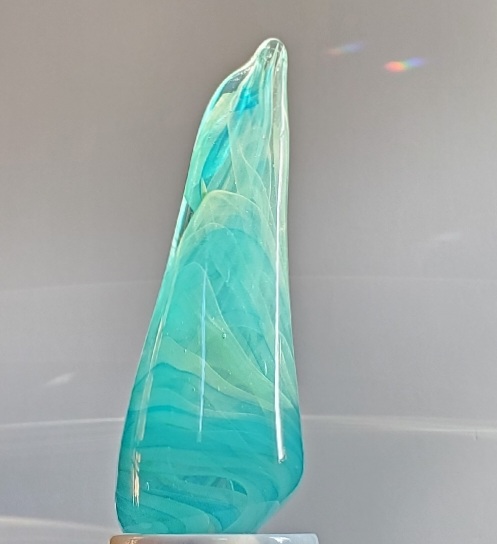Blue glass sculpture by artist Steven Schaefer
