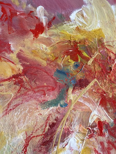 detail shot of an abstract painting by Ellen Hathaway