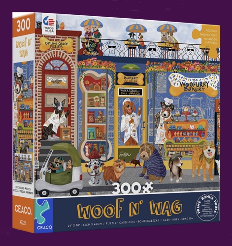 whimsical puzzle design featuring a dog bakery by Cindy Jackson