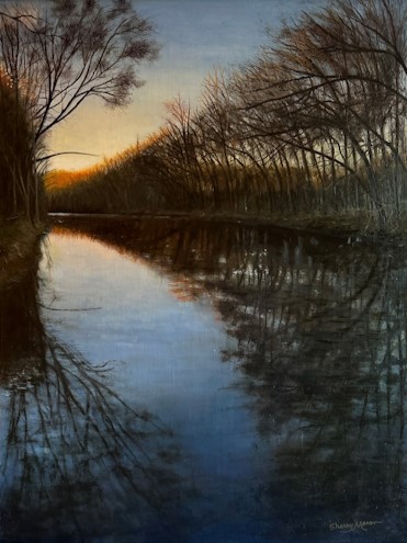 Oil painting sunset landscape by Sherry Mason