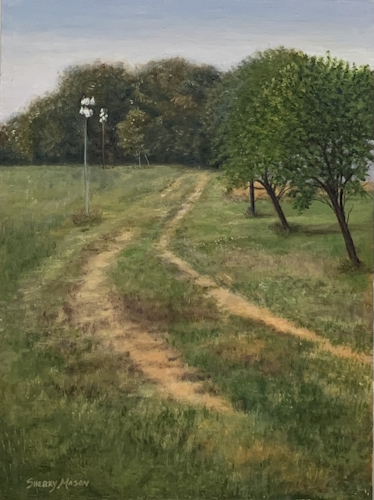 Rural landscape in oil by artist Sherry Mason
