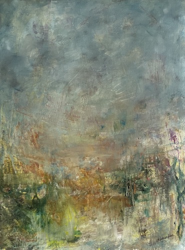 ethereal abstract painting of a summer night