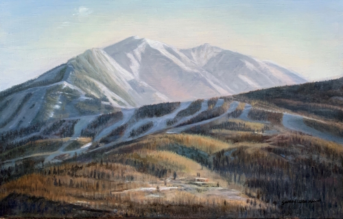 Oil painting landscape of Buttermilk Mountain by Sherry Mason