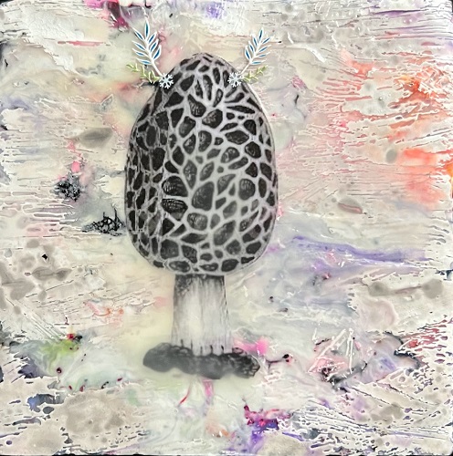 Mushroom artwork in mixed media by Chrissa Star