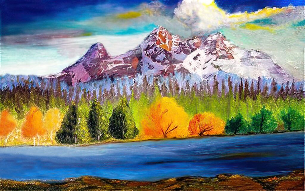 Painting of the Grand Tetons by Rossana Kelton