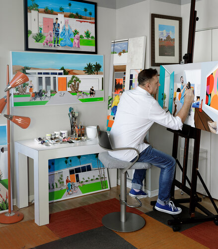 Artist Daniel Nelson in studio
