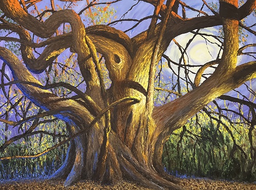 oil painting of an old tree