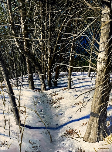 Landscape snow scene oil painting