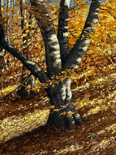Fall landscape oil painting