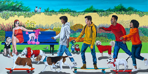 Pet Parade oil painting by Daniel Nelson
