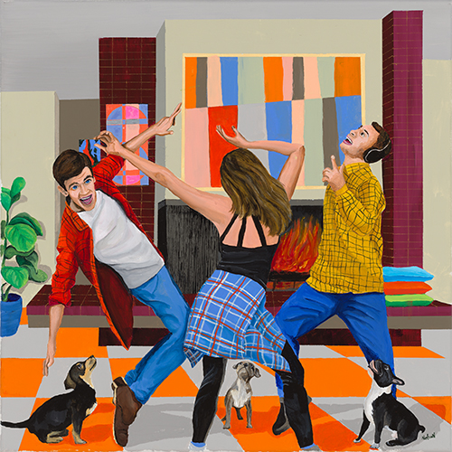 painting of a dance party by Daniel Nelson
