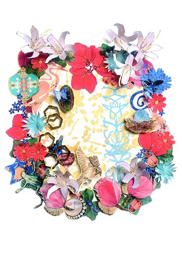 Floral 3D mixed media collage