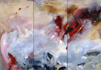 triptych of abstract acrylic paintings by Harrie Handler