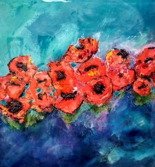 floral painting acrylic by artist Alison Thomas