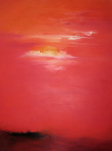abstract landscape in reds by Audrey Kral