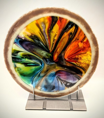 colorful kiln formed glass sculpture by Katherine Berg