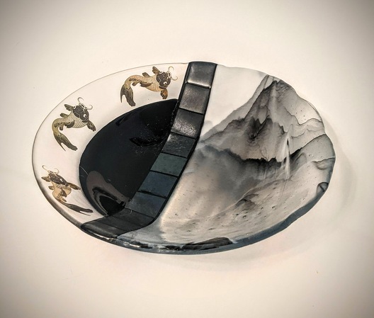 Koi bowl kiln formed glass by Katherine Berg