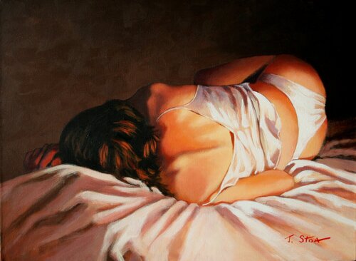 figurative painting woman reclining