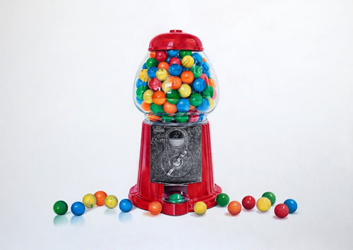 colored pencil drawing of gumball machine