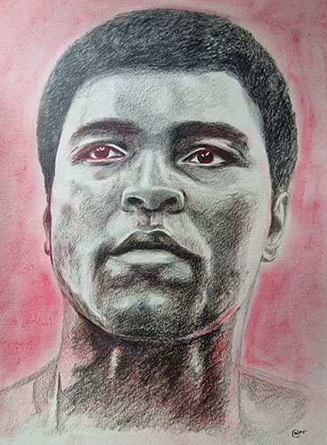 pencil portrait of Muhammad Ali by Rob Thompson