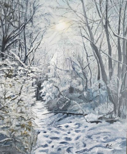 winter landscape by painter Rose Faye
