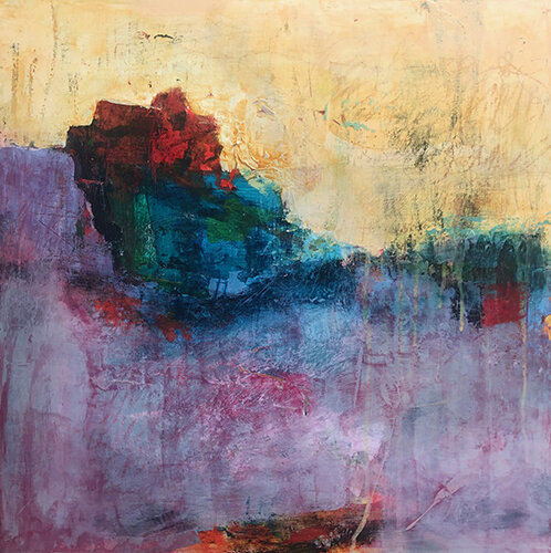 colorful abstract landscape by artist Roann Mathias