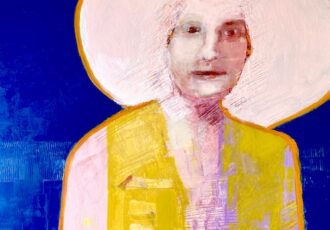 figurative painting of a woman in cowboy hat by Ruth Andre